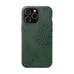 Topographic Green Magnetic Impact-Resistant iPhone Case | MagSafe compatible