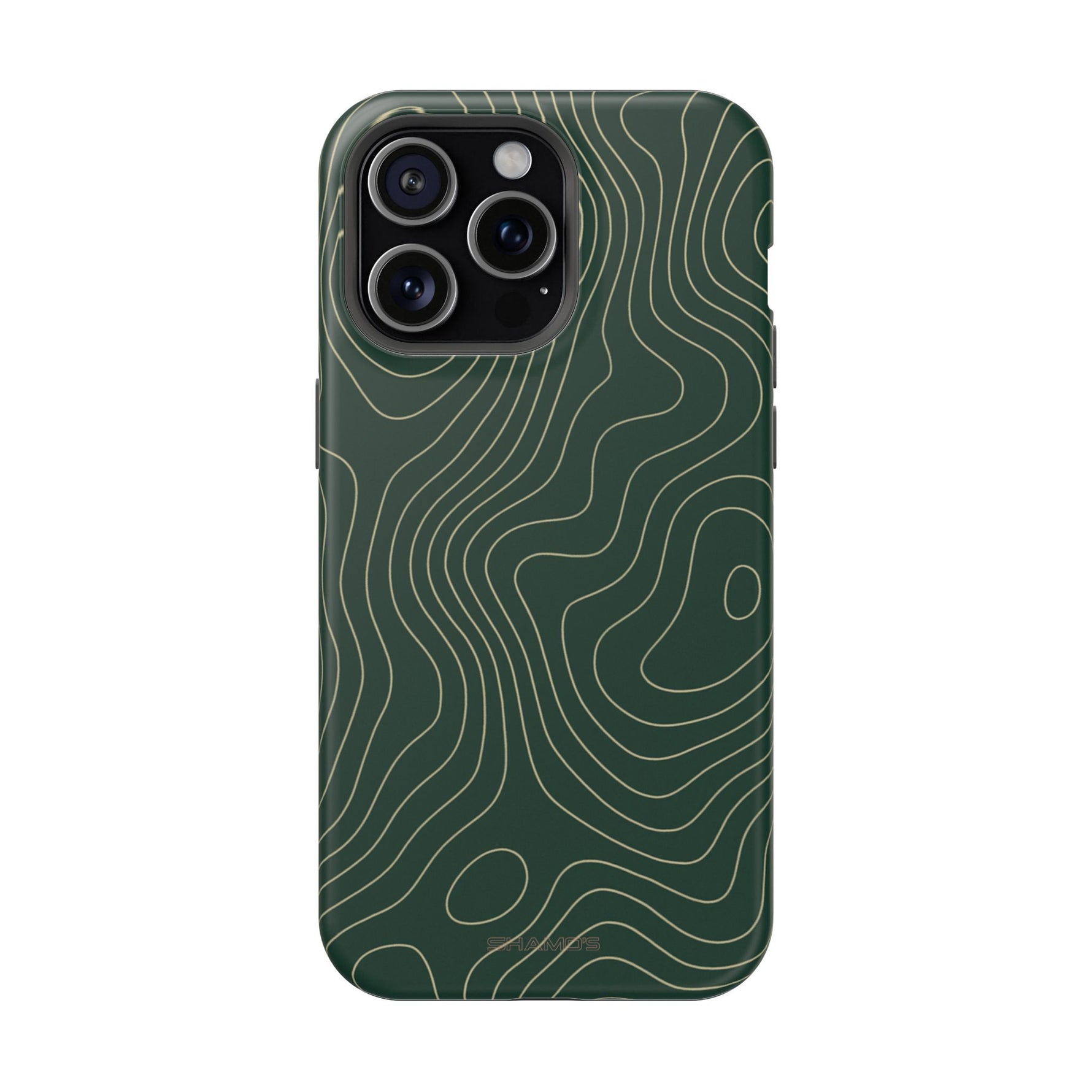 Topographic Green Magnetic Impact-Resistant iPhone Case | MagSafe compatible