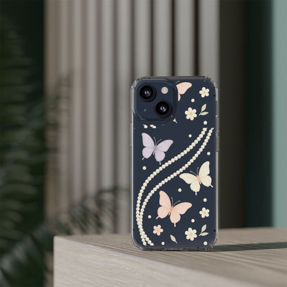 Butterfly Pearl Impact-Resistant Clear iPhone Case - Shamo's