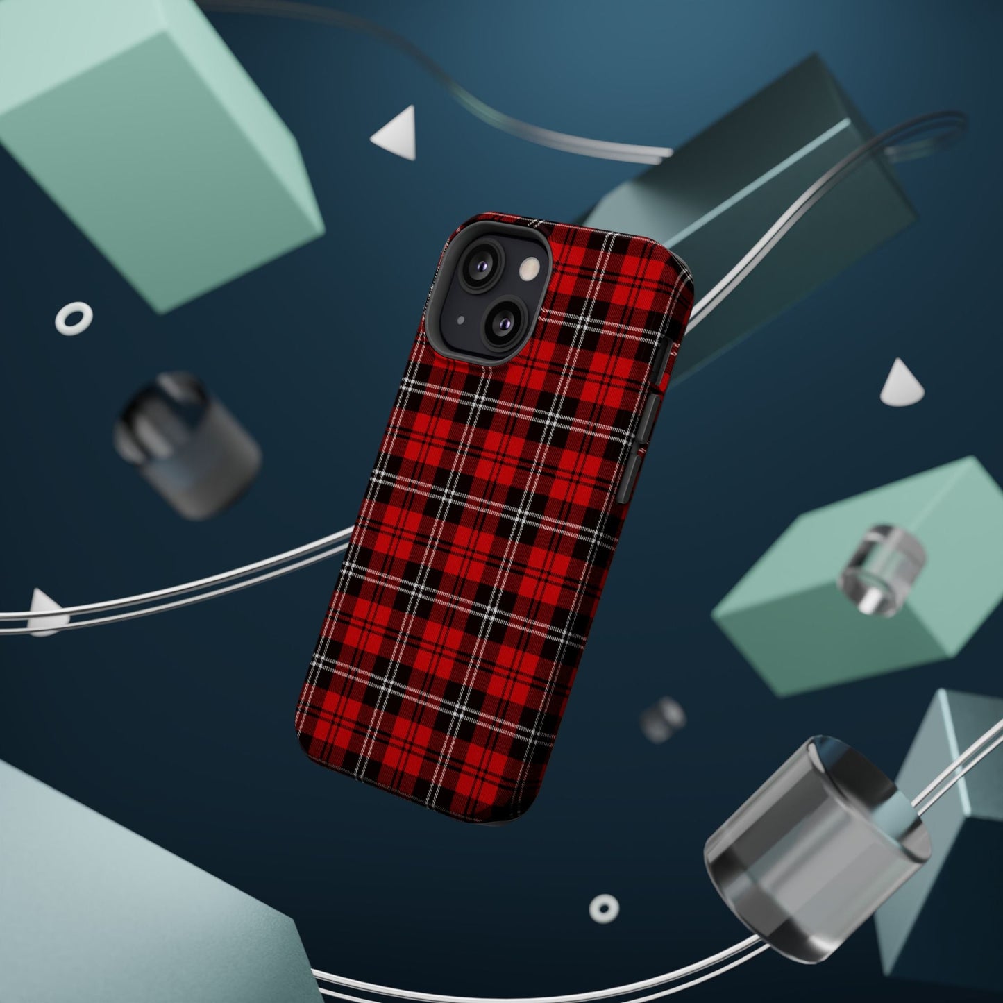 Red Tartan Plaid Impact-Resistant iPhone Case | MagSafe compatibility  Shamo's