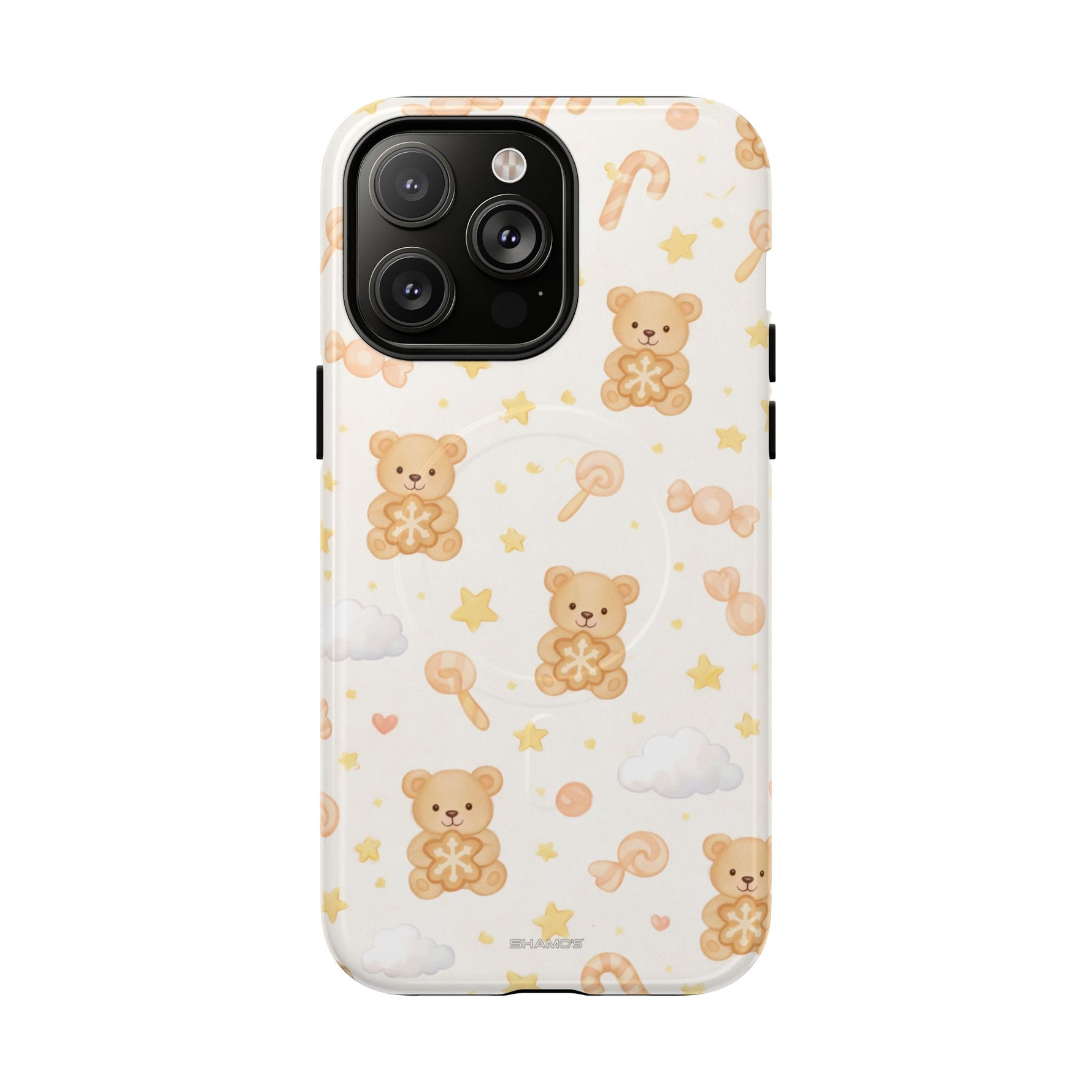 Beige Teddy Bear on Clouds iPhone Case with MagSafe