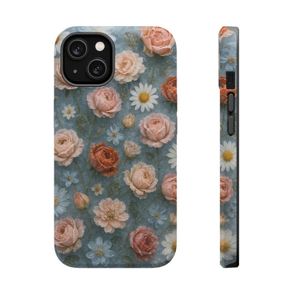 Frozen Floral Vintage Roses & Daisies iPhone Case with MagSafe compatibility  Shamo's iPhone 14 / Matte