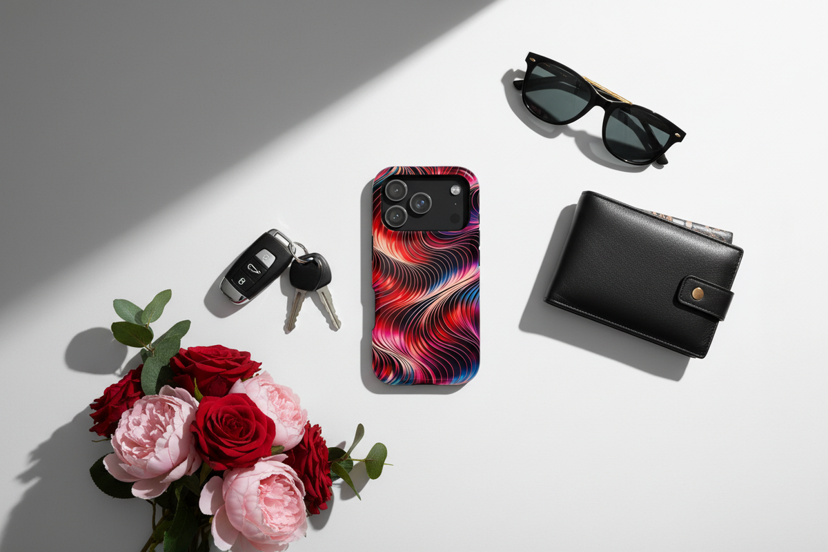Abstract Red Wave Magnetic Impact-Resistant Phone Case | MagSafe