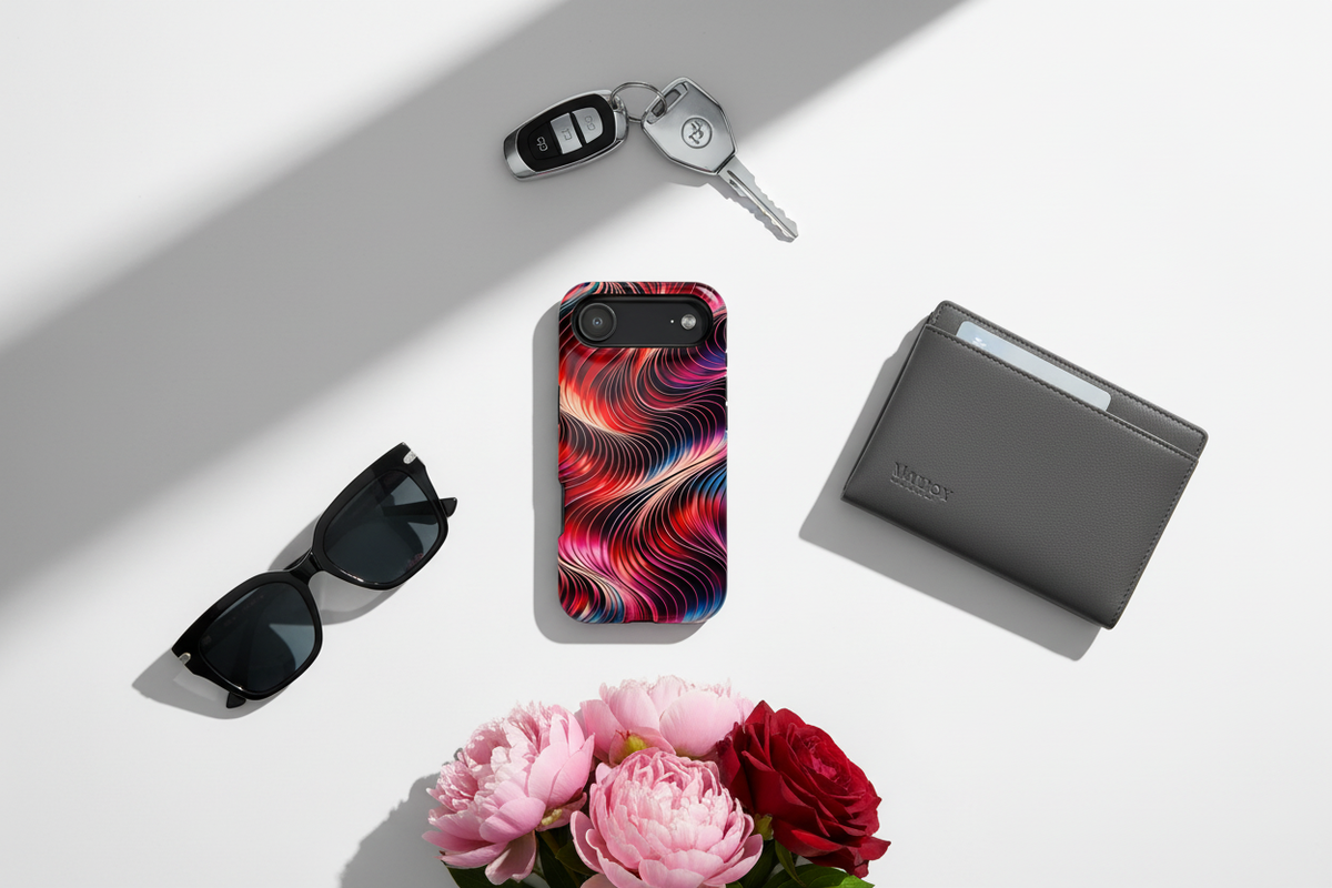 Abstract Red Wave Magnetic Impact-Resistant Phone Case | MagSafe