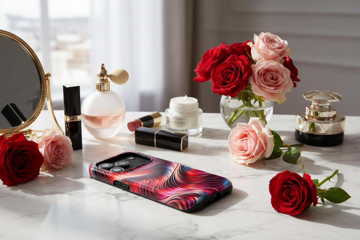 Abstract Red Wave Magnetic Impact-Resistant Phone Case | MagSafe