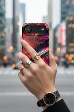 Abstract Red Wave Magnetic Impact-Resistant Phone Case | MagSafe
