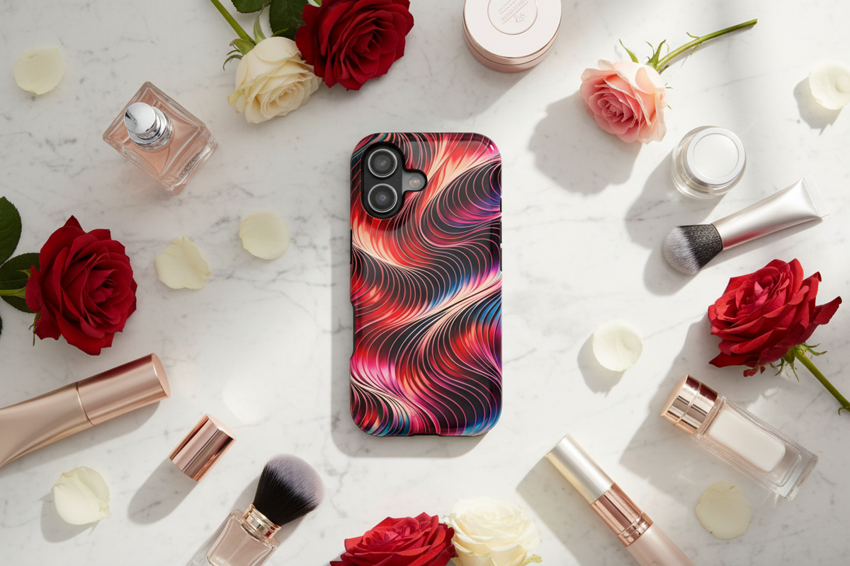 Abstract Red Wave Magnetic Impact-Resistant Phone Case | MagSafe