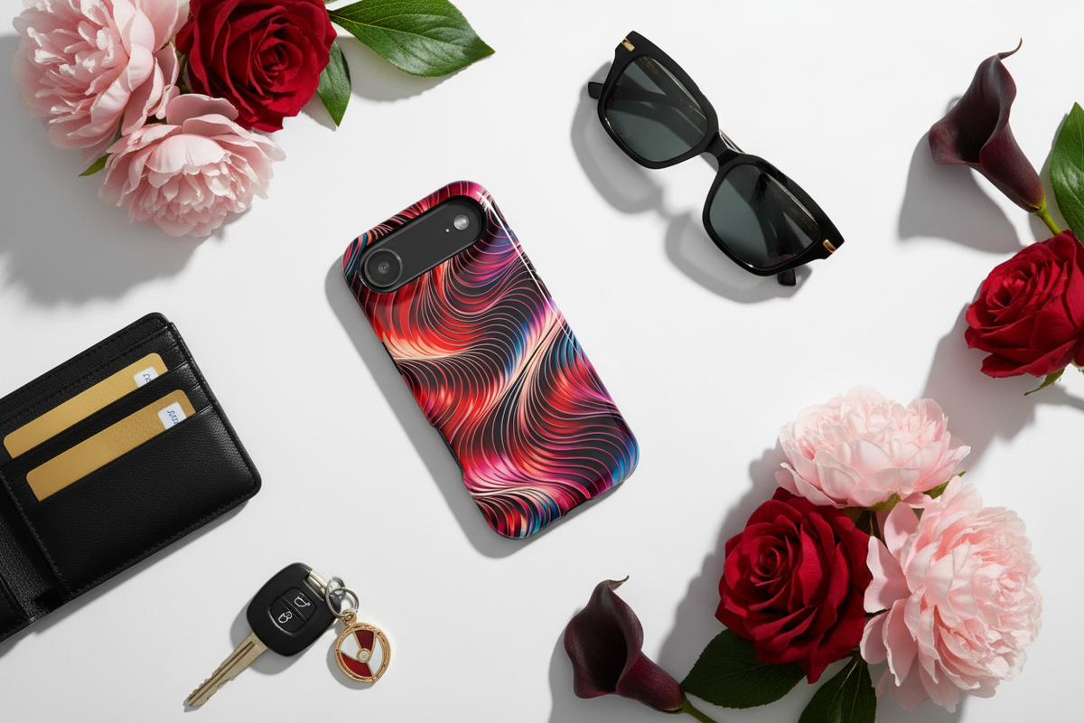Abstract Red Wave Magnetic Impact-Resistant Phone Case | MagSafe