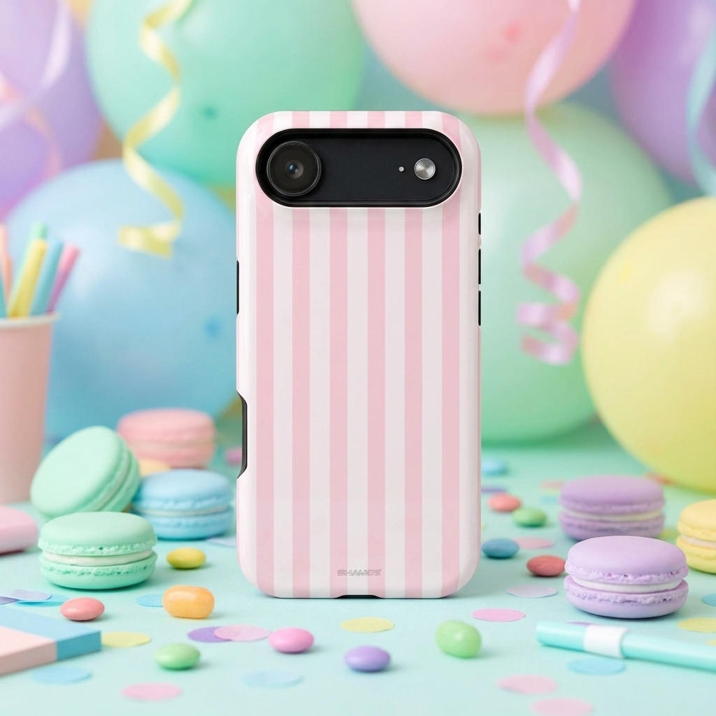 Schokbestendig telefoonhoesje met roze strepen | MagSafe