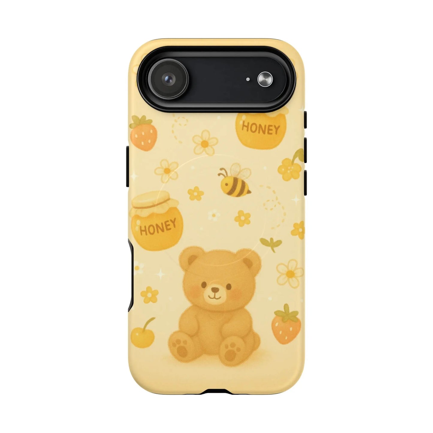 Cute Honey Teddy Bear iPhone Case — Yellow Bee & Honey Pot Design with MagSafe - Shamo's