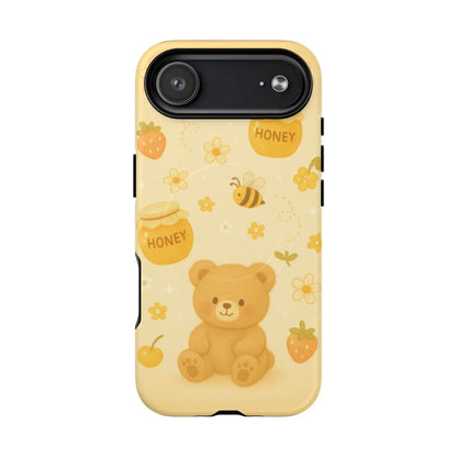 Cute Honey Teddy Bear iPhone Case — Yellow Bee & Honey Pot Design with MagSafe - Shamo's