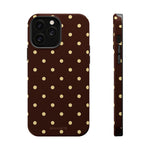 Polka Dot iPhone Case — Brown & Cream MagSafe Protective Cover