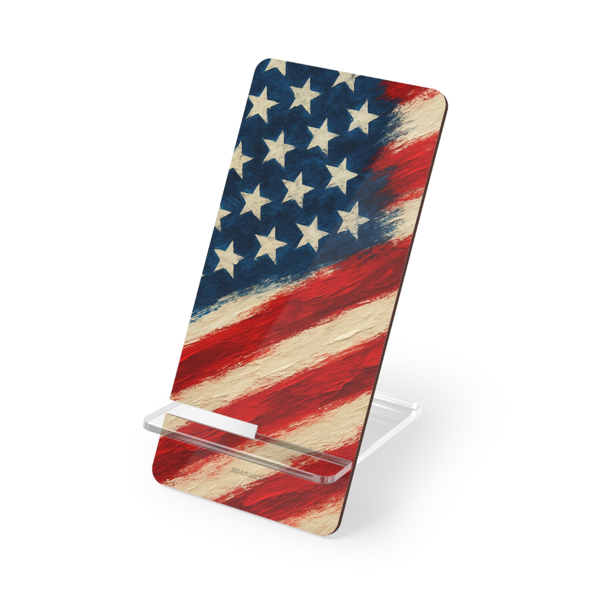 American Flag Phone Stand – Patriotic Mobile Display Stand - 2.8" x 5.9" / Glossy - Shamo's
