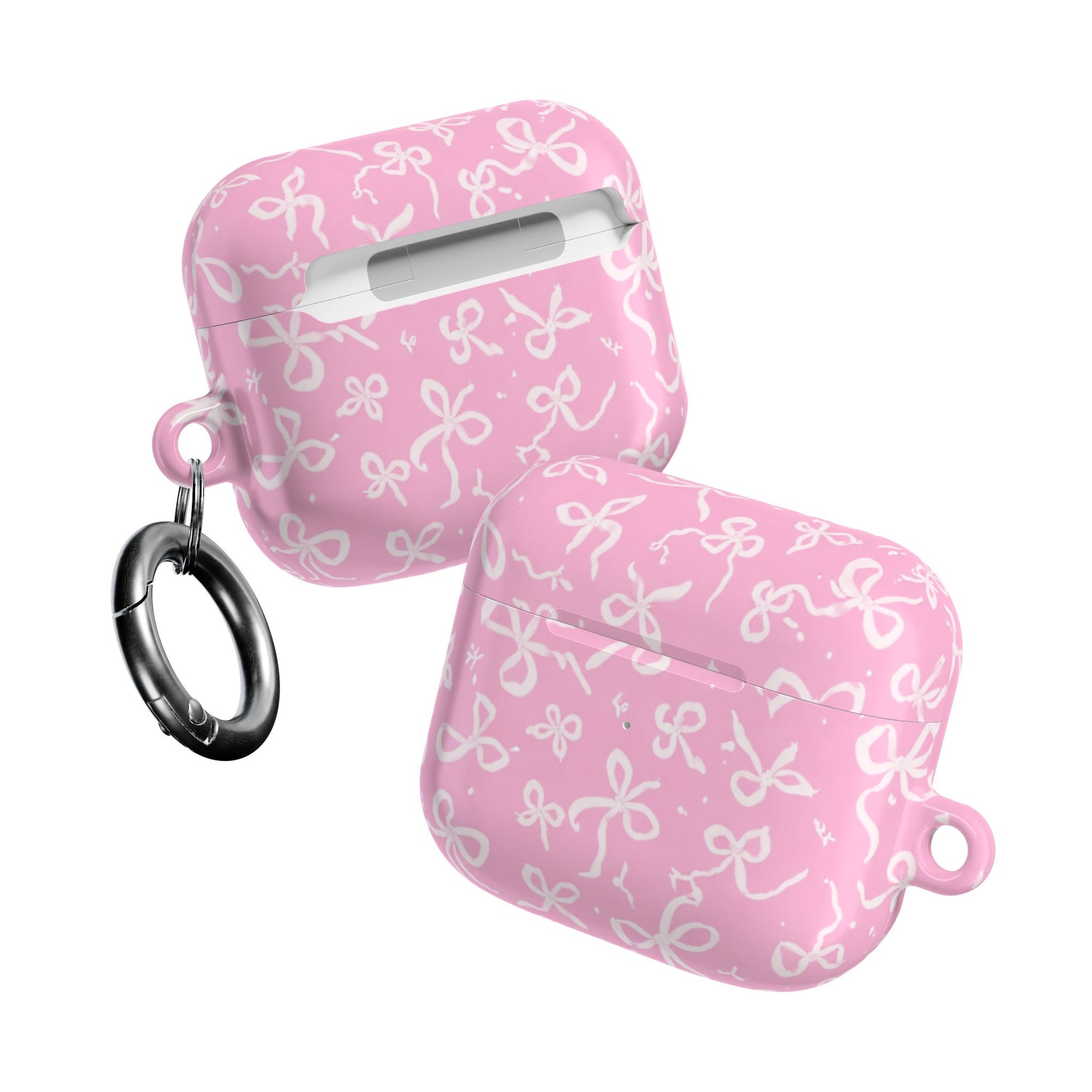 Pink Bow Pattern AirPod Case — Cute Floral Bow Protective Case