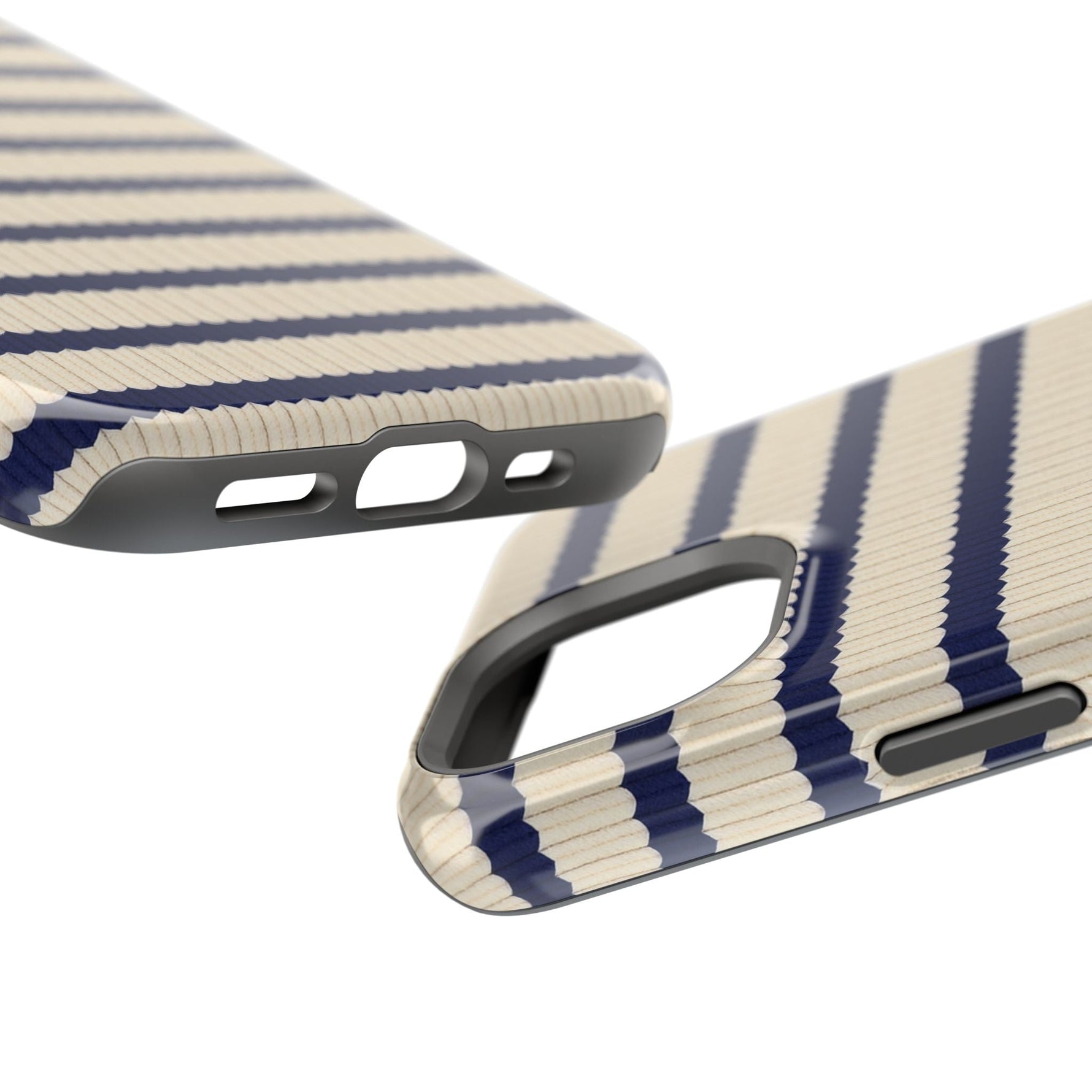 Navy & Cream Ribbed Holiday Sweater Design iPhone Case with MagSafe compatibility  Shamo's
