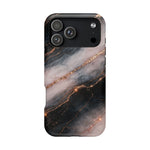 Marbled Black & Rose Gold Magnetic MagSafe Compatible Phone Case — Impact-Resistant