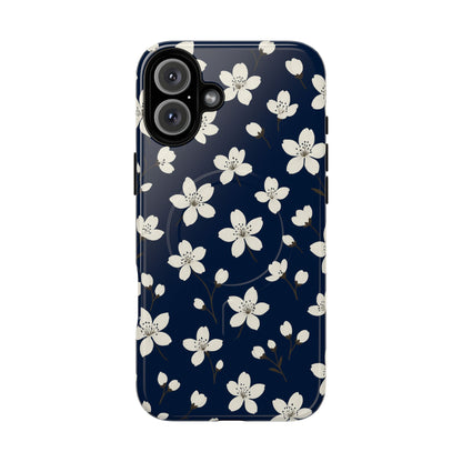 Navy Blossom Floral iPhone Case | MagSafe