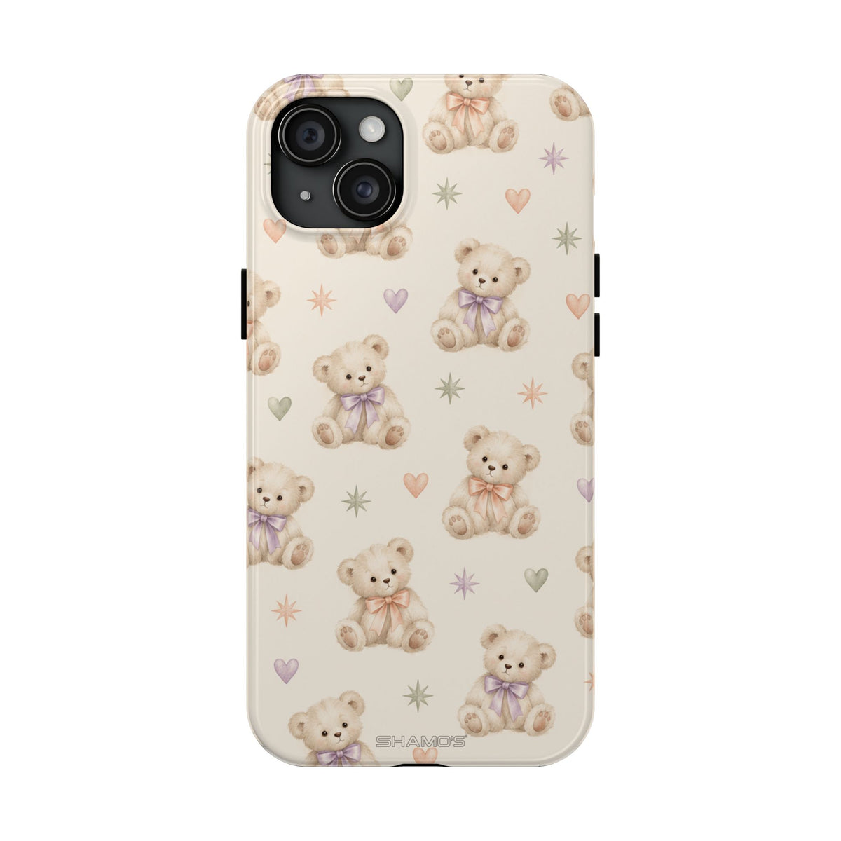 Cute Pastel Bear Impact Phone Case | Heart & Star Kawaii Pattern