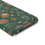 Holiday Gingerbread Phone Case with Card Holder — Festive Green Candy Cane Design  Shamo's
