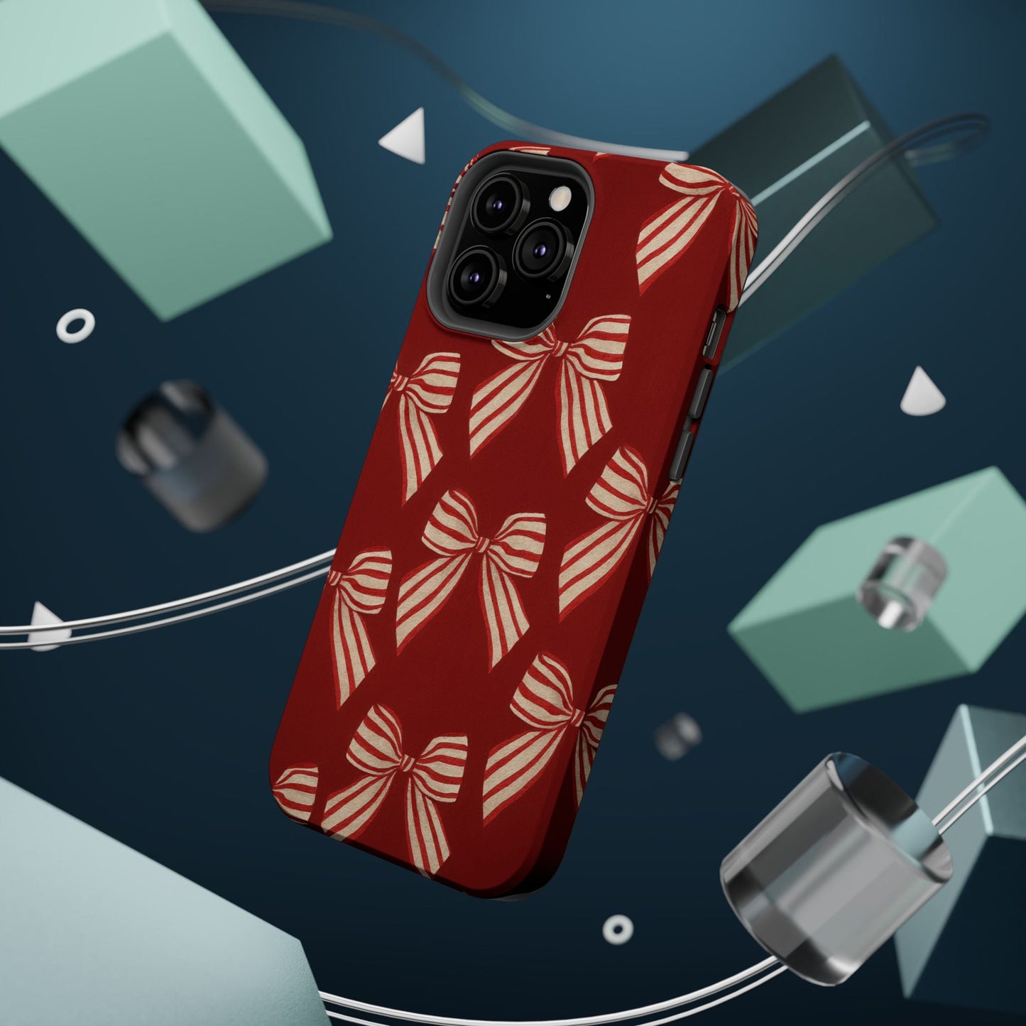 Holiday Red Bow iPhone Case — Impact‑Resistant iPhone Cover with MagSafe compatibility