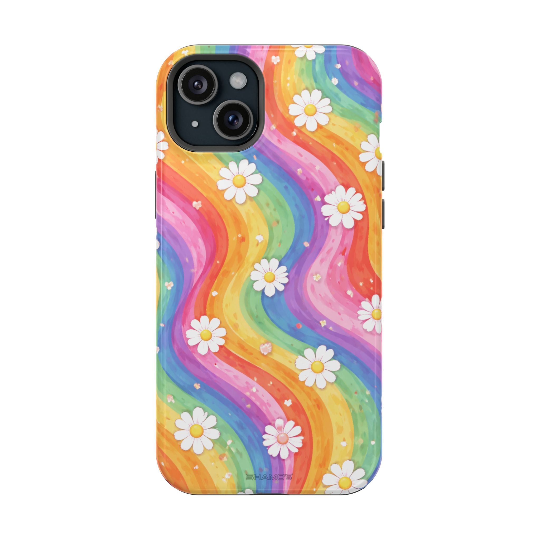 Rainbow Daisy Magnetic Impact-Resistant Phone Case with MagSafe Compatibility - iPhone 15 Plus / Glossy - Shamo's
