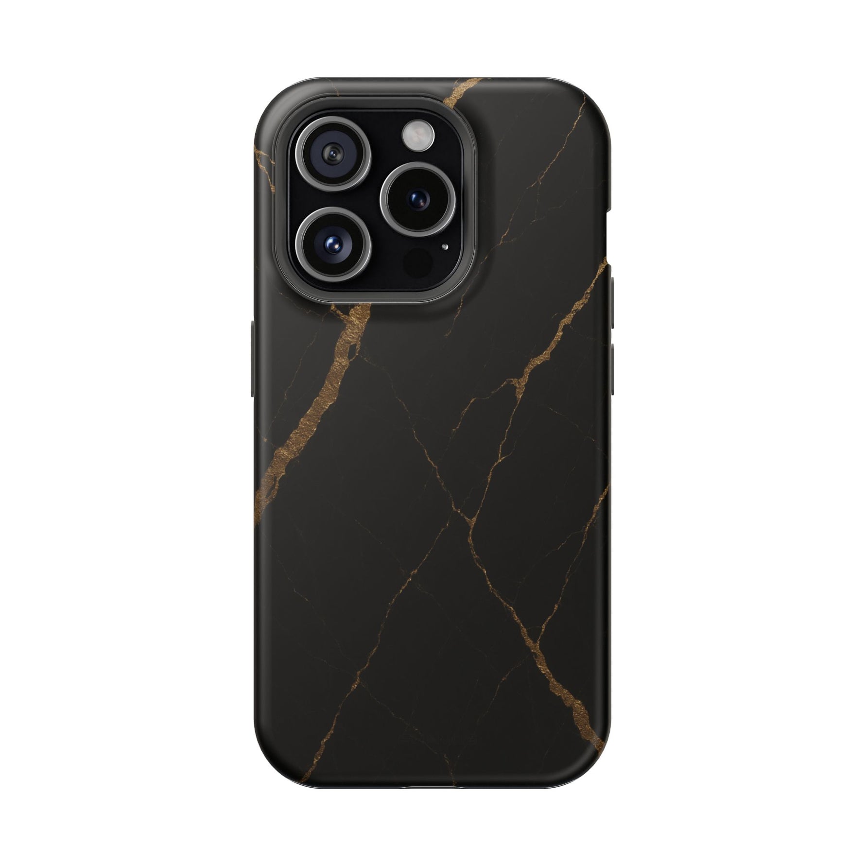 Black & Gold Marble iPhone Case with MagSafe - iPhone 15 Pro / Matte - Shamo's