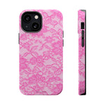 Pink Lingerie Lace Print Impact-Resistant iPhone Case | MagSafe - iPhone 13 Mini / Glossy - Shamo's
