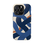 Indigo Loom MagSafe Phone Case – Blue & Ivory Abstract Woven Pattern
