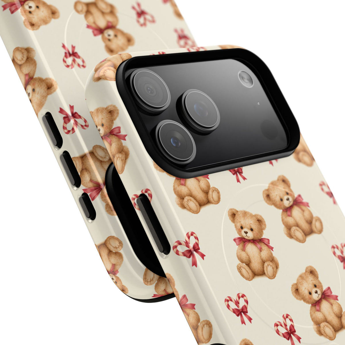 Coque iPhone Ourson des fêtes et sucres d’orge en forme de cœur avec MagSafe