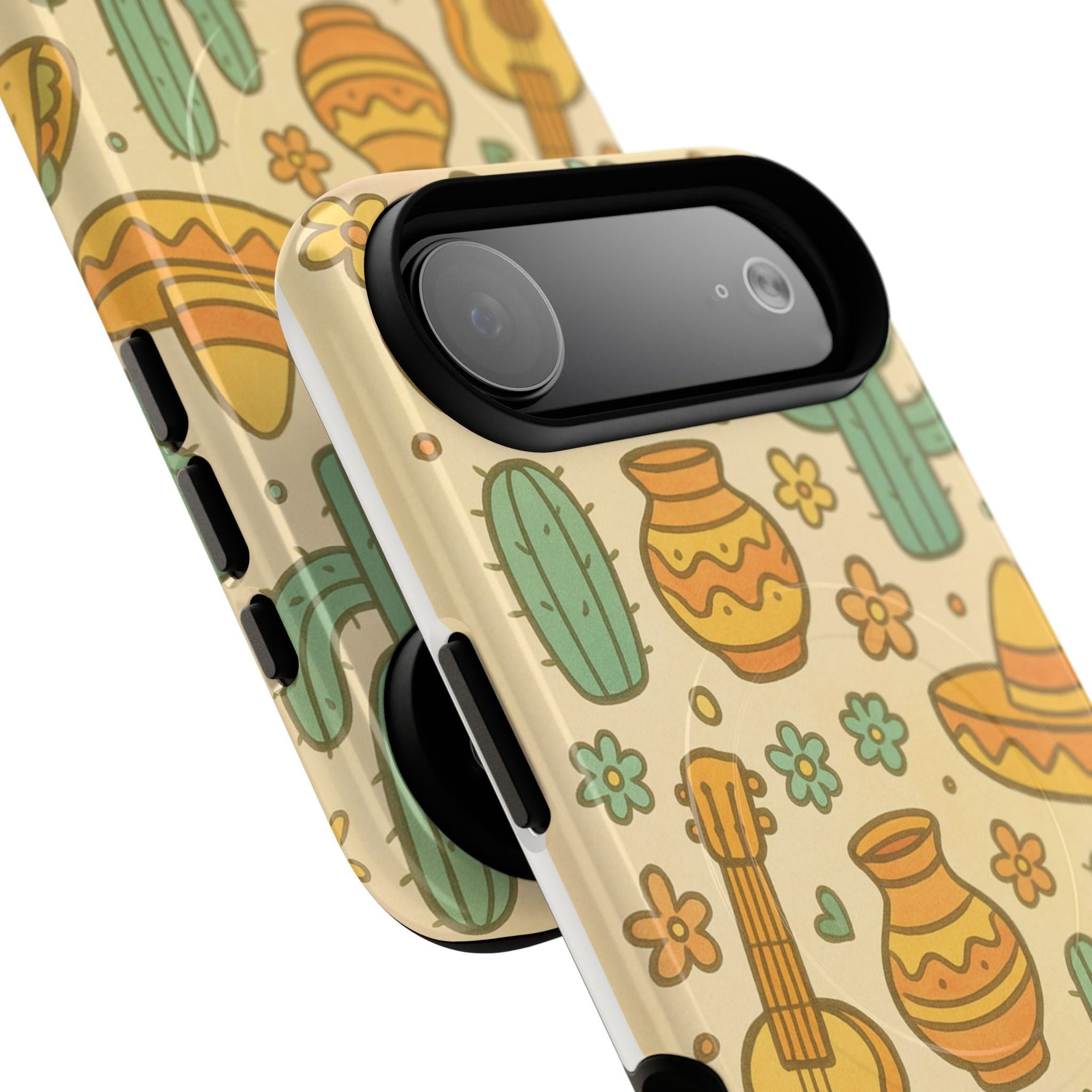 Mexico Hand-Drawn Cactus Pattern iPhone Case – Cute Desert Guitar & Sombrero Design | with MagSafe  Shamo's
