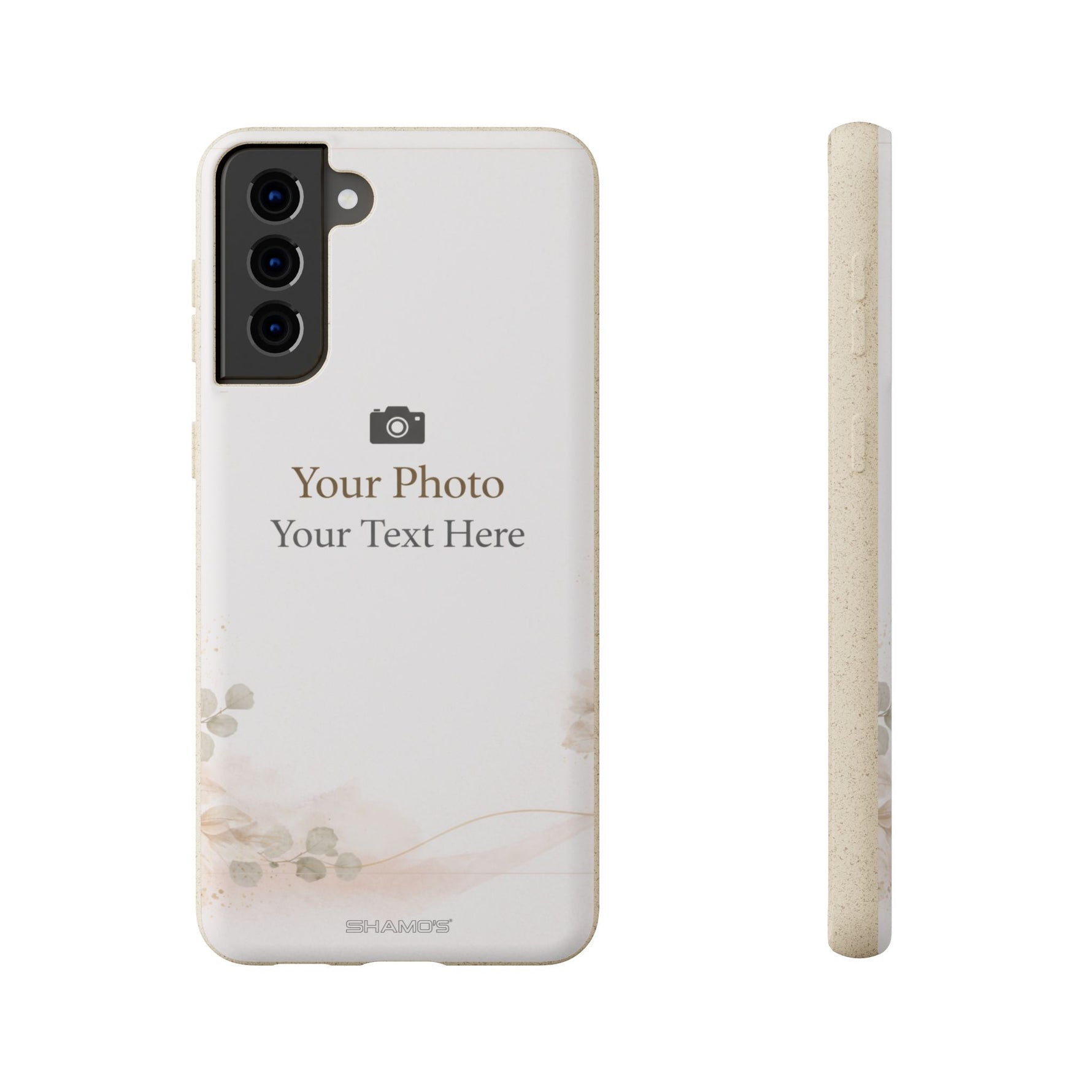 Personalizable Biodegradable Custom Phone Case | Add your own Photo and Text - Samsung Galaxy S21 Plus with gift packaging - Shamo's