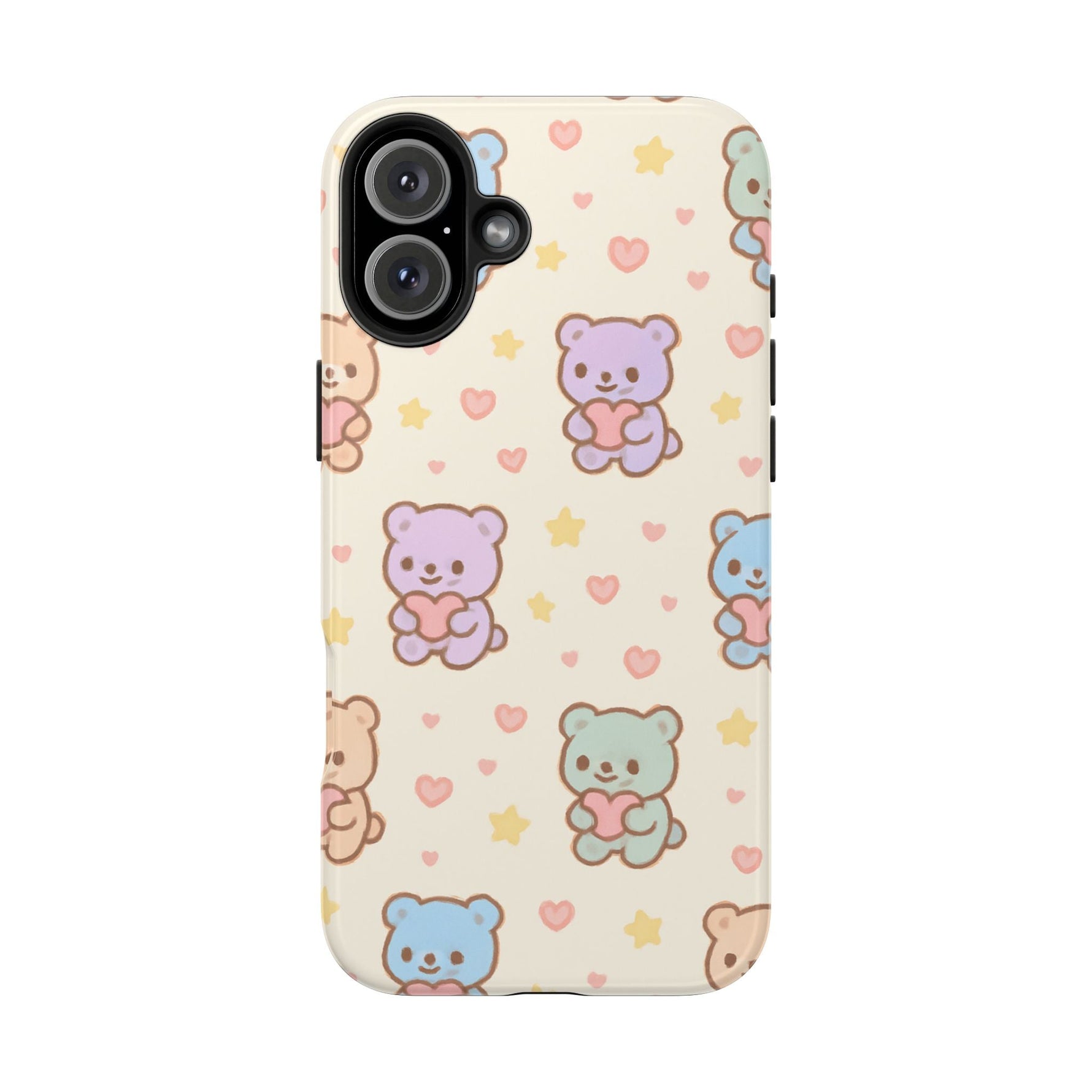 Cute Pastel Bear Impact Phone Case | Heart & Star Kawaii Pattern  Shamo's iPhone 16 Plus