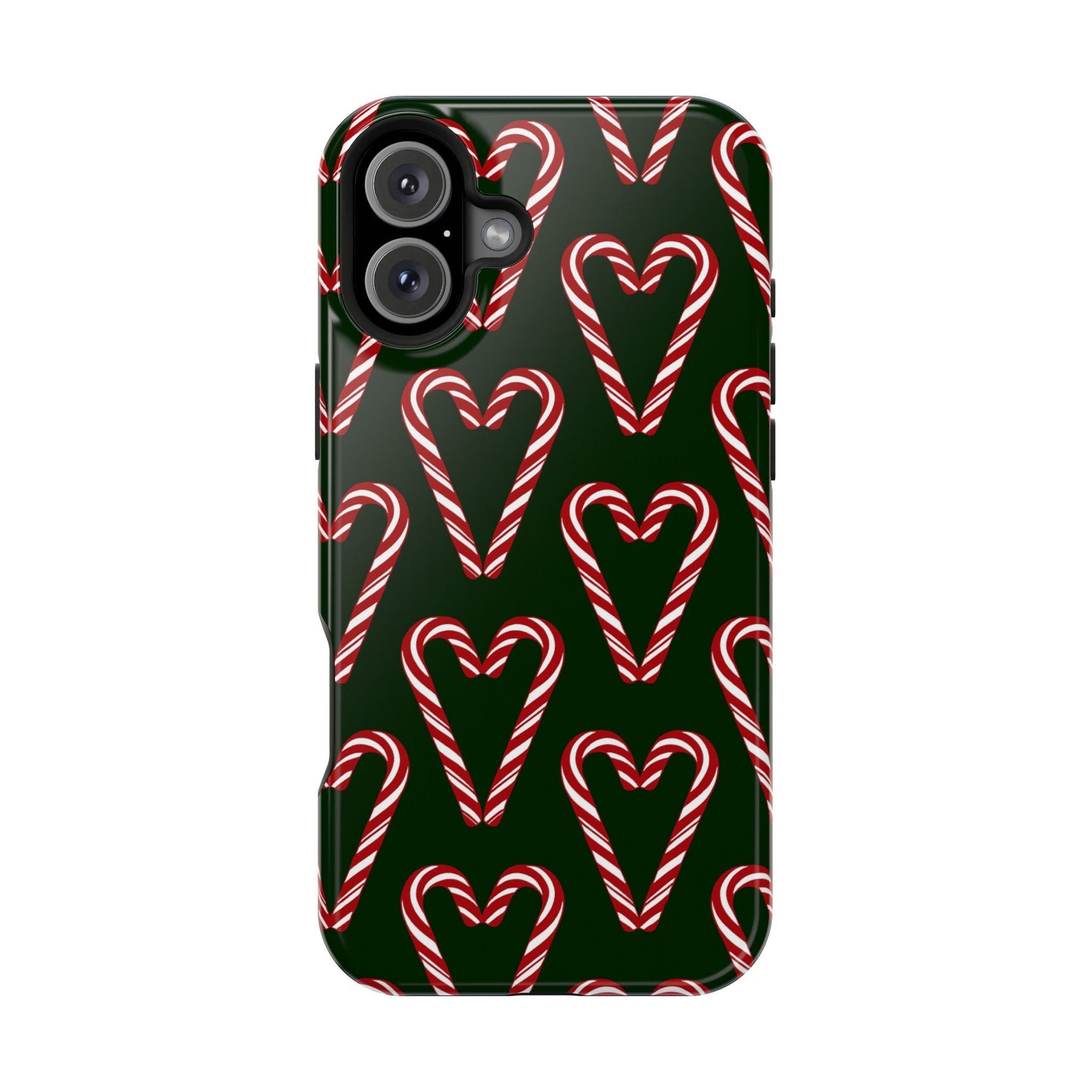 Candy Cane Heart MagSafe Impact-Resistant iPhone Case  Shamo's iPhone 16 Plus / Glossy