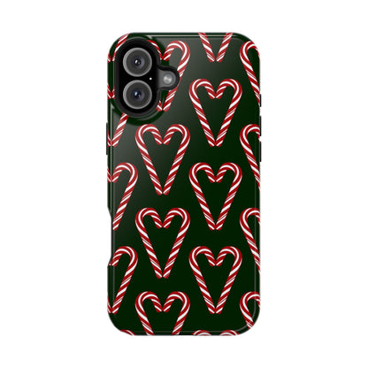 Candy Cane Heart MagSafe Impact-Resistant iPhone Case