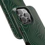 Topographic Green Magnetic Impact-Resistant iPhone Case | MagSafe compatible