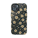 Navy Cherry Blossom Floral iPhone Case - Compatible with MagSafe - Shamo's