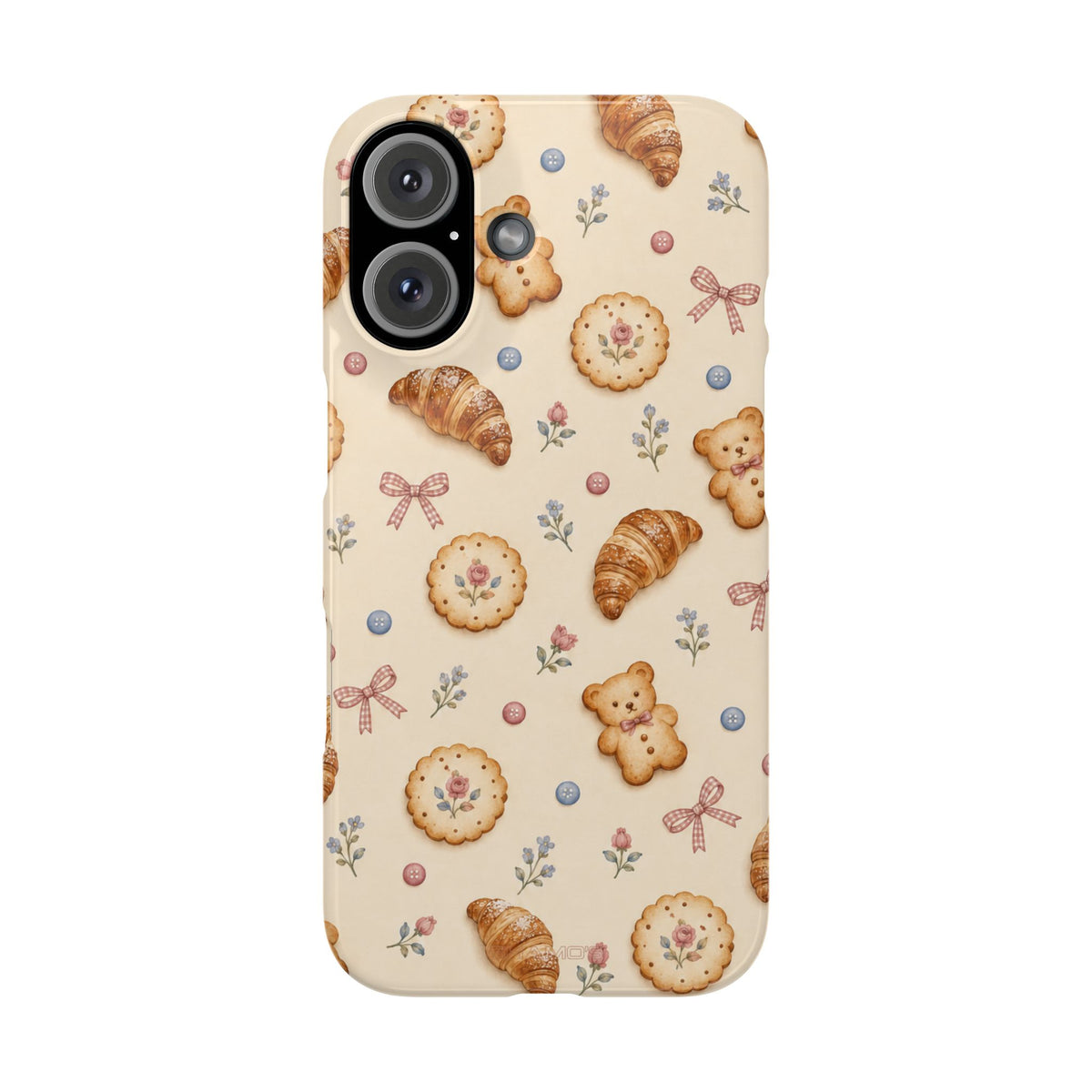 Slanke iPhone-hoes — knus bak- en teddybeerpatroon (recept, hert, knopen)