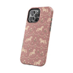 Rose Ponies MagSafe Phone Case, glossy square triple-camera Pro model, angled rear view