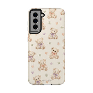 Coque de téléphone Cute Pastel Bear résistante aux chocs | motif kawaii de cœurs et d’étoiles