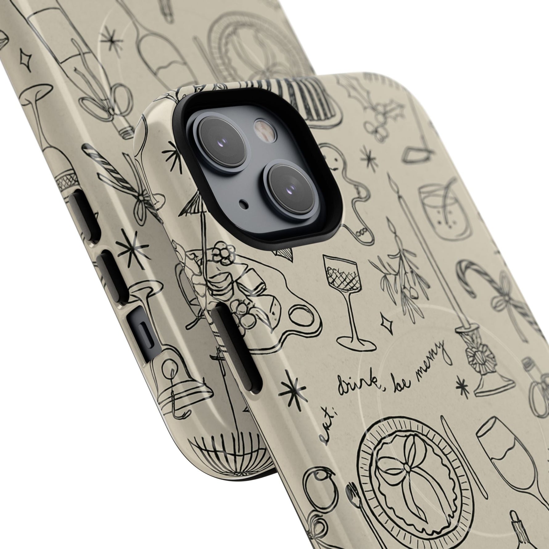 Festive Doodle iPhone Case (’drink, be merry’ Holiday Design) | compatible with MagSafe  Shamo's
