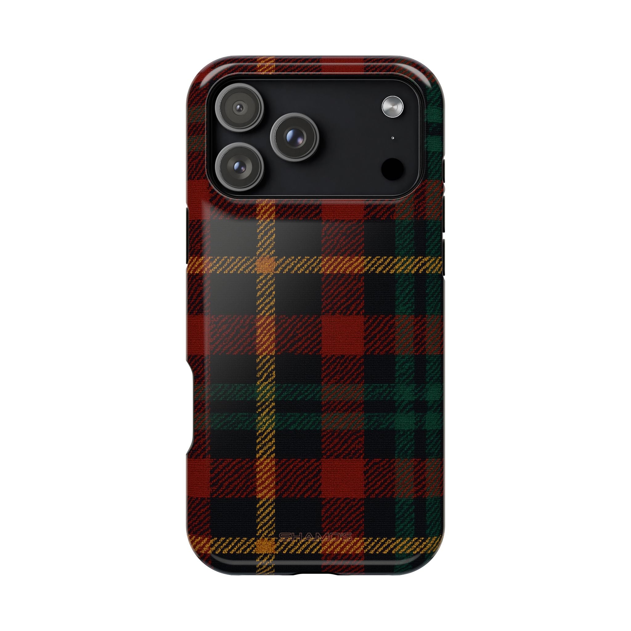Plaid Impact-Resistant iPhone Case — Red Green Tartan Holiday Theme with MagSafe - iPhone 17 Pro Max / Glossy #iphone-17-pro-max
