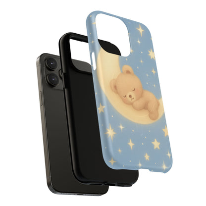 Sleepy Teddy Bear & Stars iPhone Case with MagSafe