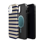 Navy & Cream Ribbed Holiday Sweater Design iPhone Case with MagSafe compatibility  Shamo's