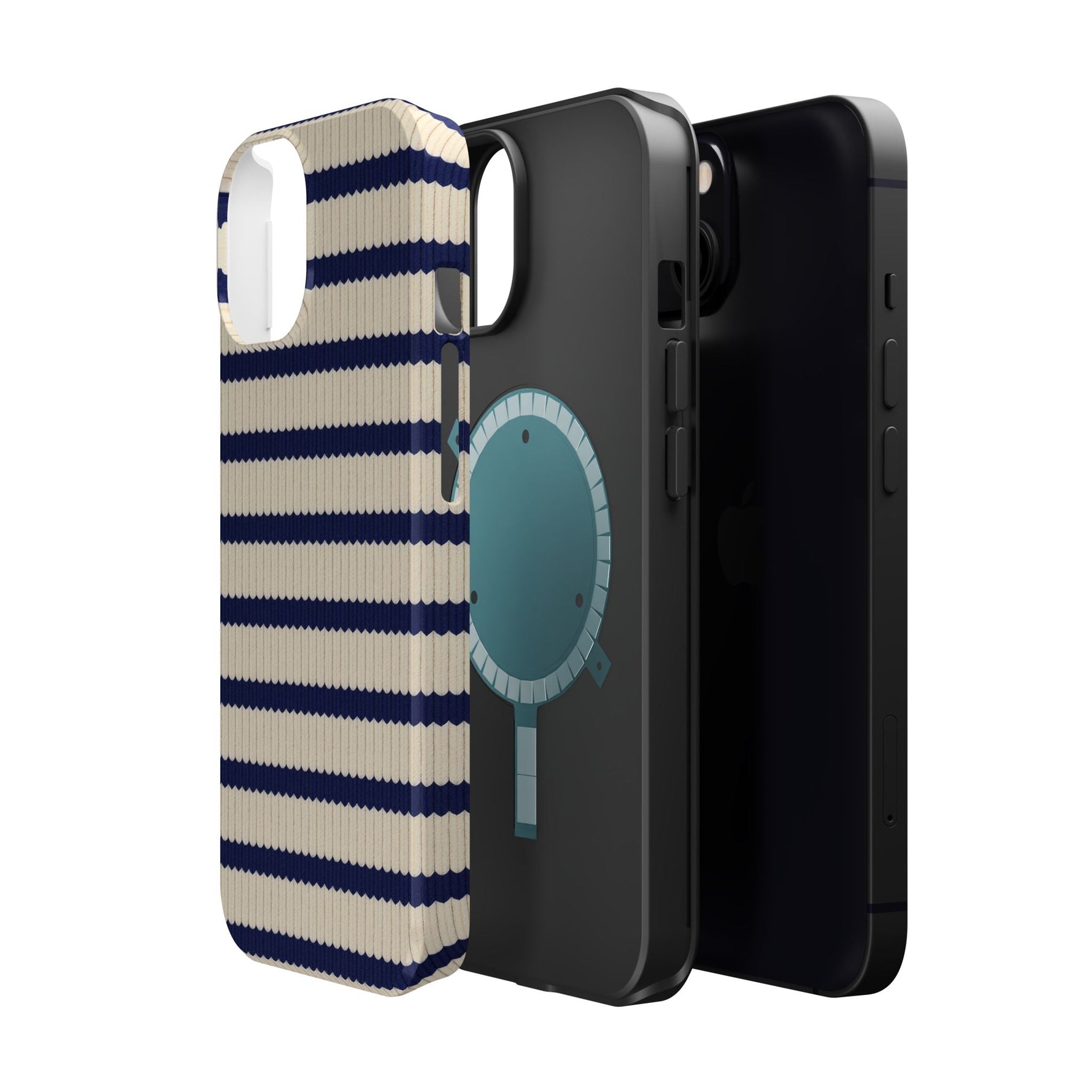 Navy & Cream Ribbed Holiday Sweater Design iPhone Case with MagSafe compatibility  Shamo's