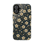 Navy Cherry Blossom Floral iPhone Case - Compatible with MagSafe - Shamo's