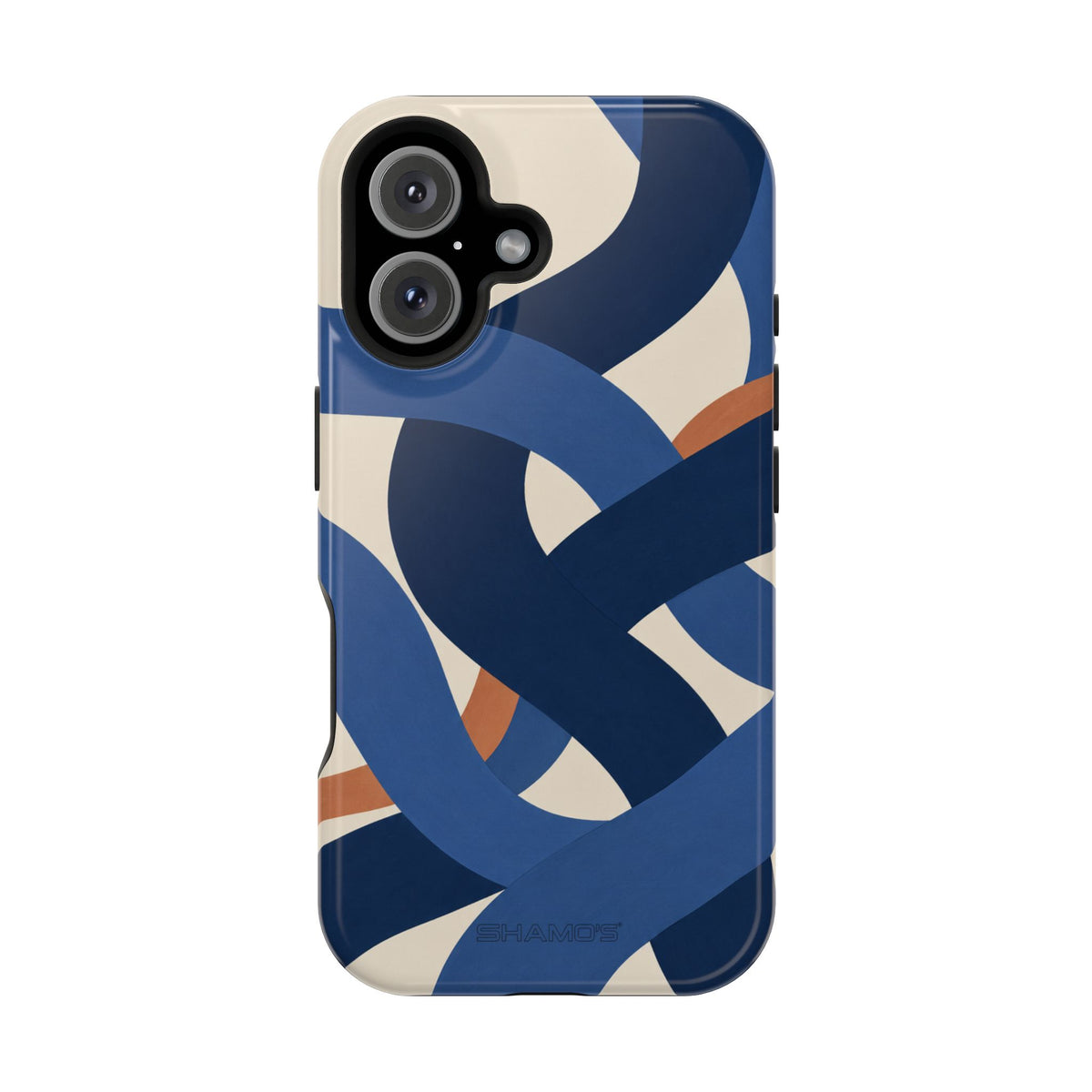 Indigo Loom MagSafe Phone Case – Blue & Ivory Abstract Woven Pattern