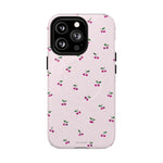 Cherry Pattern Tough Magnetic Phone Case — Pink Protective Magnetic iPhone Cover with MagSafe compatibility