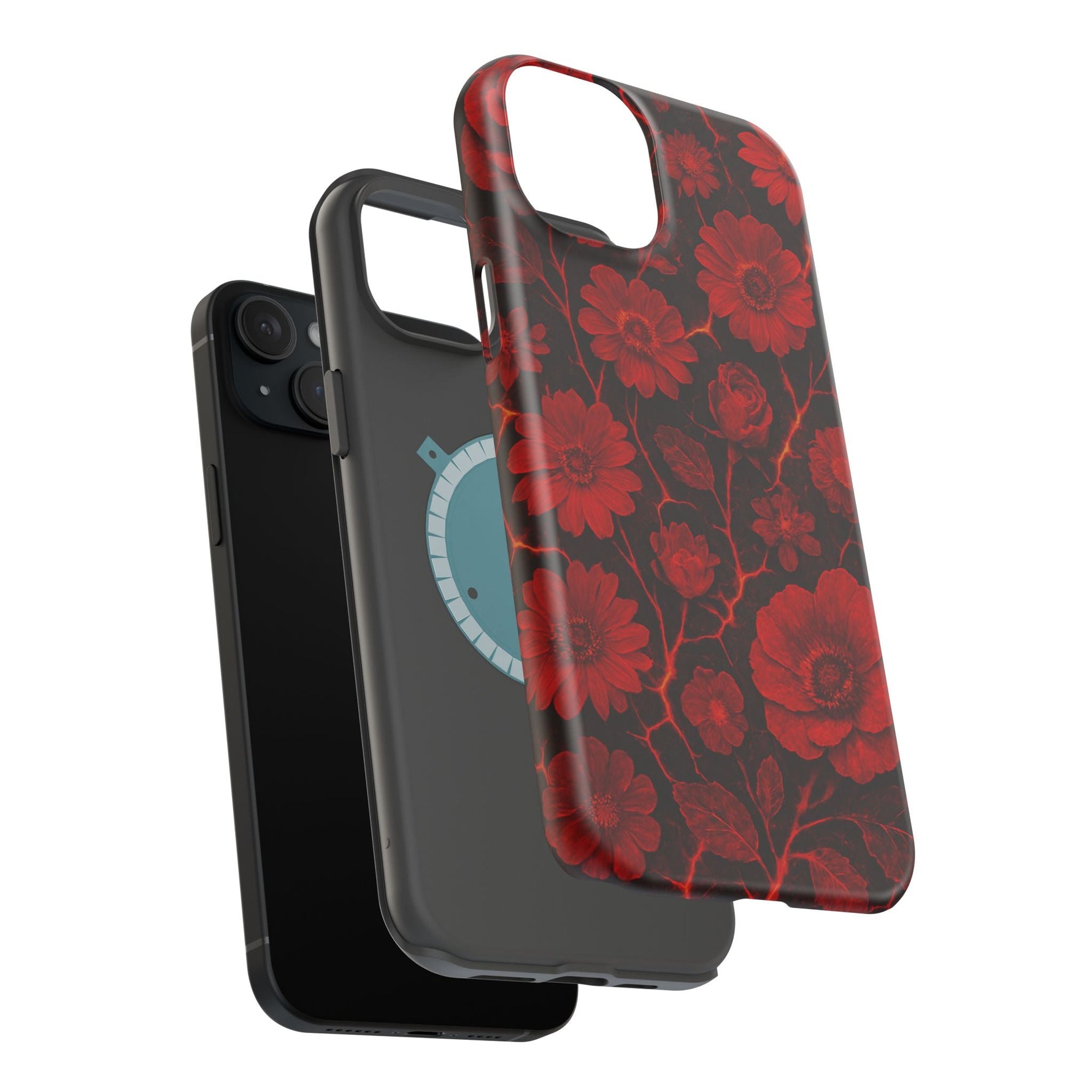 Melted Lava Dark Red Floral iPhone Case — MagSafe Compatible  Shamo's
