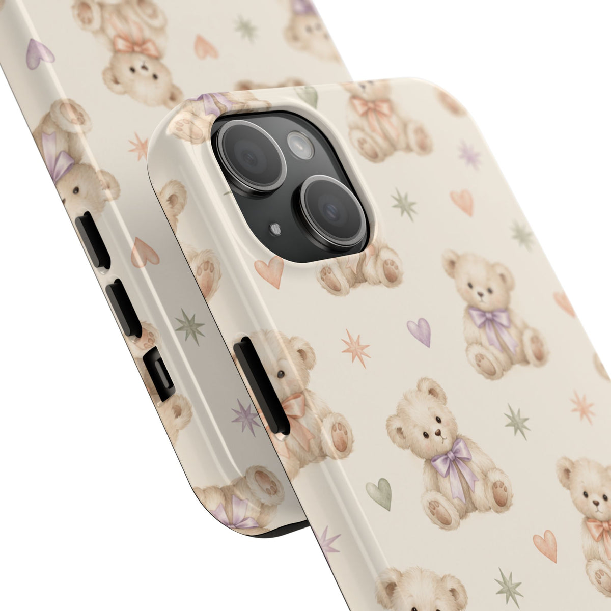 Cute Pastel Bear Impact Phone Case | Heart & Star Kawaii Pattern