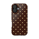 Polka Dot iPhone Case — Brown & Cream Protective Cover with MagSafe compatibility  Shamo's iPhone 17 / Glossy